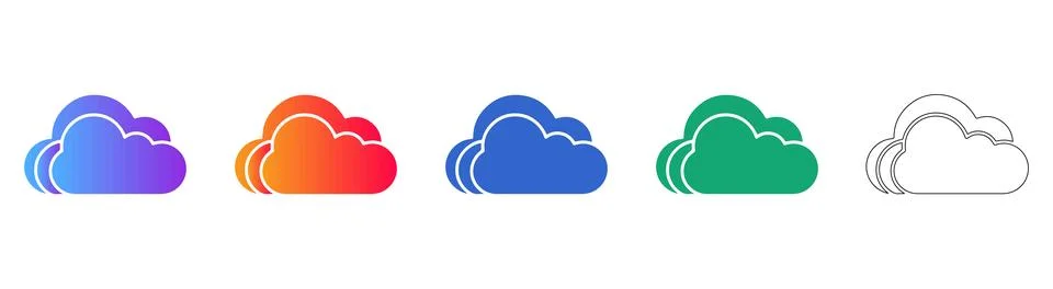 Layered Cloud Storage Icons 库存插图