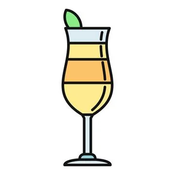 Layered cocktail drink with mint leaf flat icon 스톡 일러스트