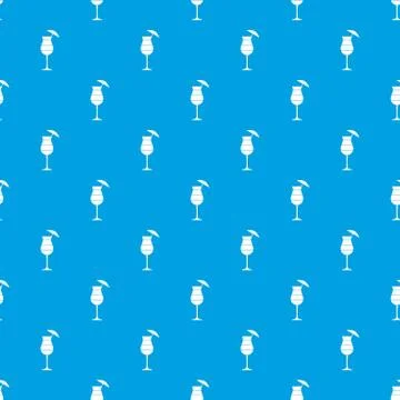 Layered cocktail with umbrella pattern seamless blue Illustrazione stock
