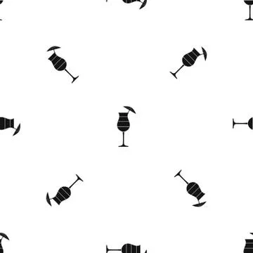 Layered cocktail with umbrella pattern seamless black Stock Illustration