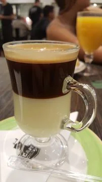 Layered coffee in a cup Stock Photos
