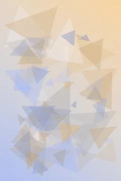 A layered collage of translucent triangles in warm beige, light blue, and w.. Illustrazione stock