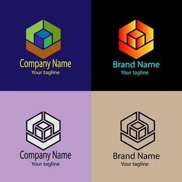Layered Color Cube logo design Illustrazione stock