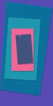 Layered colored photo frames with a dark insert sit on a vivid purple-blue .. Illustrazione stock
