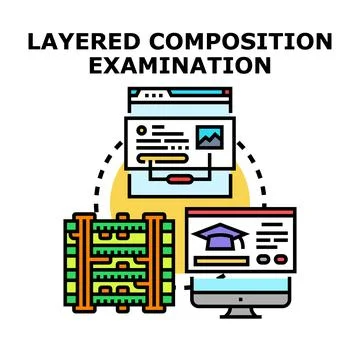 Layered composition examination analyzing data and content Stock-Illustration