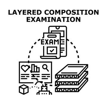 Layered composition examination process analyzing data 스톡 일러스트