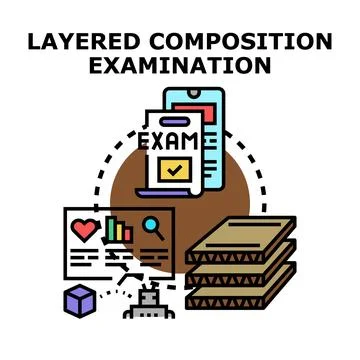 Layered composition examination process analyzing data Illustrazione stock