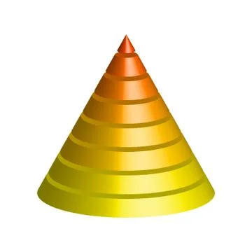 Layered cone. 3D conical pyramid of 8 multicolored layers. Vector illustration 스톡 일러스트