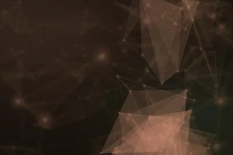 Layered copper translucent polygons and delicate luminous connections rise .. Stock Illustration