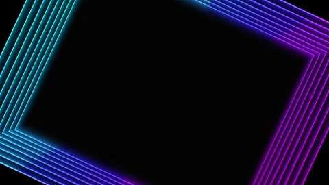 Layered cyan neon lines create angled geometric border spacious center. title di Stock Footage 340575538