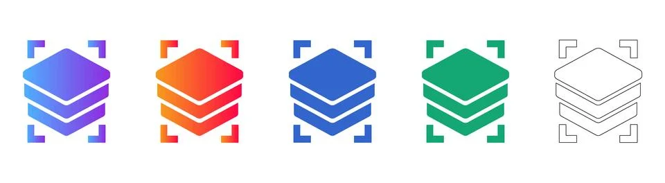 Layered Data Structure Icon Set Stockillustratie
