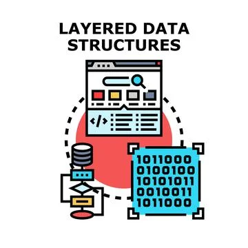 Layered data structures developing application programming interface concept Stock Illustration