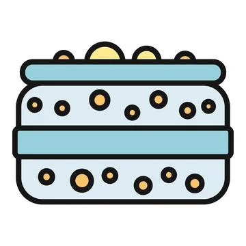 Layered dessert cake icon with nuts on top Stock Illustration