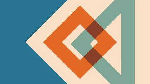 Layered Diamond Composition in Retro Palette Stock Illustration