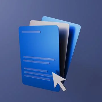 Layered documents with a cursor pointer, Digital files or document interaction Иллюстрация