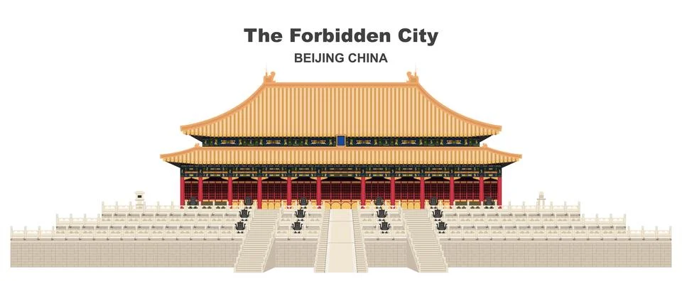 Layered editable vector illustration of ancient royal palace in the forbidd.. Stock Illustration