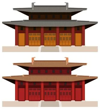 Layered editable vector illustration of asian traditional style building pr.. Stock Illustration