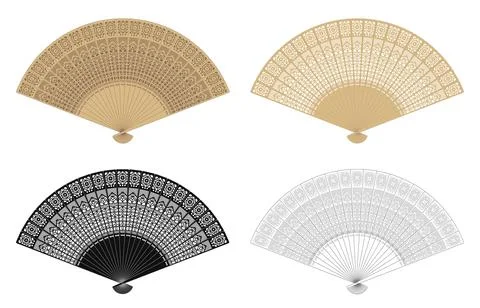 Layered editable vector illustration of asian style wooden folding fan. Stock Illustration