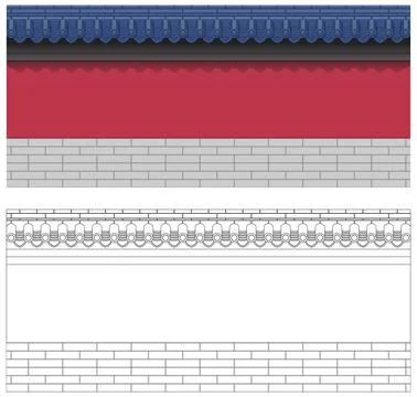 Layered editable vector illustration of chinese traditional ancient brick w.. Stock Illustration