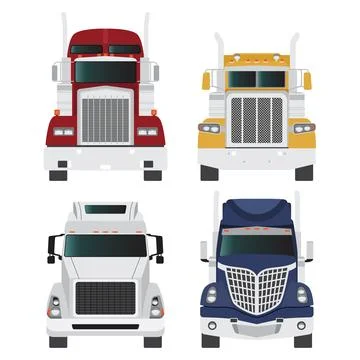 Layered editable vector illustration collection the front of trucks. Stock Illustration