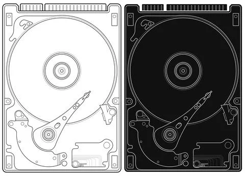 Layered editable vector illustration internal outline of computer hard disk. Stock Illustration