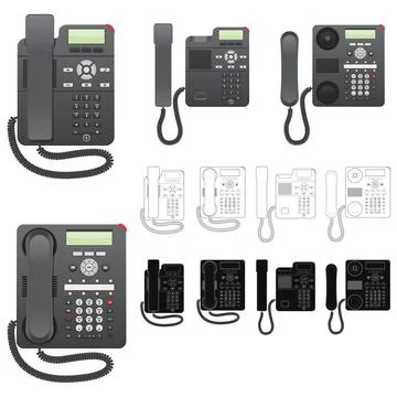 Layered editable vector illustration of office telephones. Stock Illustration