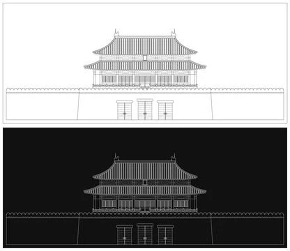 Layered editable vector illustration outline of traditional royal palace in.. Stock Illustration