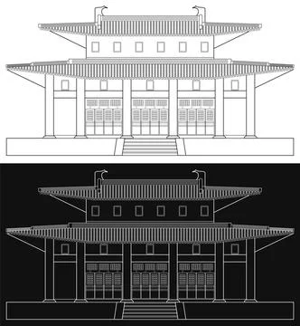 Layered editable vector illustration outline of asian traditional style bui.. Stock Illustration