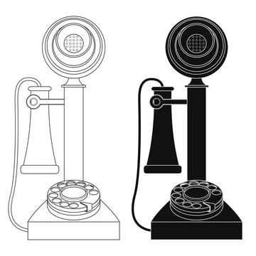 Layered editable vector illustration outline of old telephone. Stock Illustration