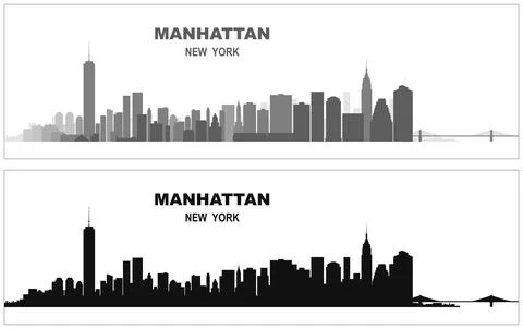 Layered editable vector illustration silhouette of Manhattan, New York City.. Stock Illustration