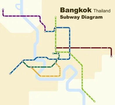 Layered editable vector illustration of the subway diagram of Bangkok,Thailan Stock Illustration