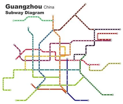 Layered editable vector illustration of the subway diagram of Guangzhou,China Stock Illustration