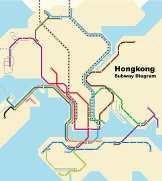 Layered editable vector illustration of the subway diagram of Hongkong,China. Stock Illustration