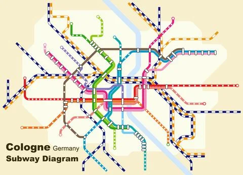 Layered editable vector illustration of the subway diagram of Cologne,Germany Stock Illustration
