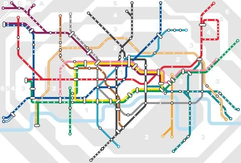Layered editable vector illustration of the subway diagram of London City,B.. Stock Illustration