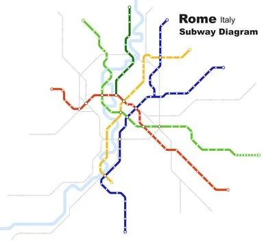 Layered editable vector illustration of the subway diagram of Rome,Italy. Stock Illustration