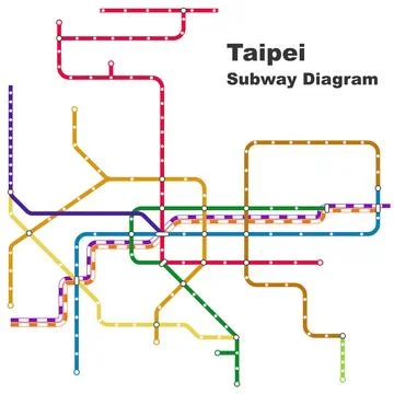 Layered editable vector illustration of the subway diagram of Taipei,Taiwan. Stock Illustration