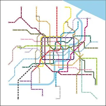 Layered editable vector illustration of the subway diagram of Shanghai City.. Stock Illustration