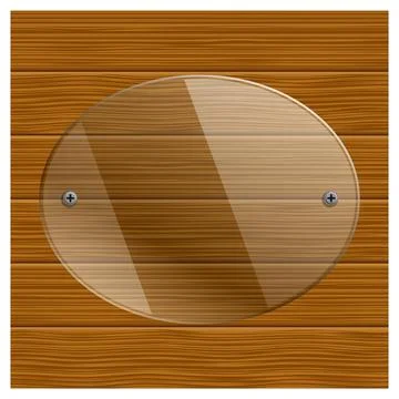 Layered editable vector illustration of transparent glass photo frame on wo.. Stock Illustration