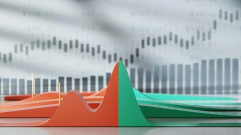 Layered financial data waves visualizing market gains and losses Stock Illustration