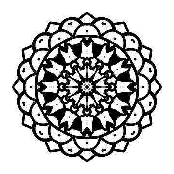 Layered Floral Rosette Mandala with Bold Geometric Petals Stock Illustration