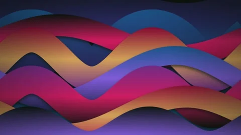 Layered flowing ribbons slide in a seamless loop Stock Footage 341274786