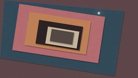 Layered geometric frames in warm pink, blue, and tan create a modern, abstr.. 스톡 일러스트