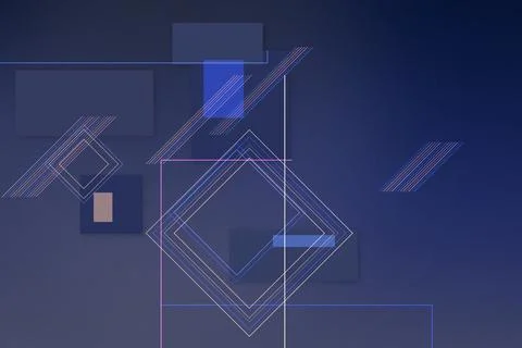 Layered geometric lines, squares, and diamond shapes create a sophisticated.. Stock Illustration