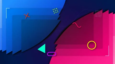 Layered Geometric Memphis Style Background With Sliding Shapes Stock Footage 340782910