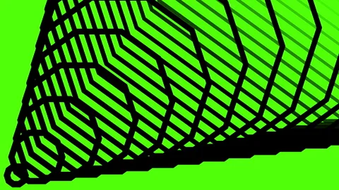 Layered geometric structure on green background with black lines. Ideal for desi Stock Footage 325056838