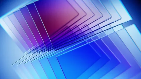 Layered glass frames with glossy gradient abstract loop background Stock Footage 347385753