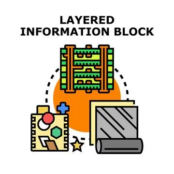 Layered information block concept with data visualization Stockillustratie