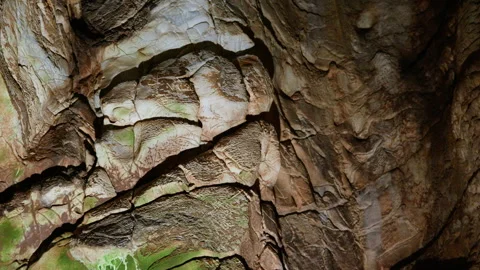 Layered Limestone Rock Formations Inside Underground Cave Stock Footage 346501004