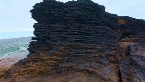 Layered Limestone Rocks at Hook Head Ireland Stock Photos